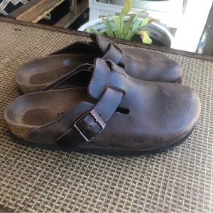 BIRKENSTOCK Boston Brown Leather Suede Clog Sandal Mules Women's US 6.5-7 EUR 37